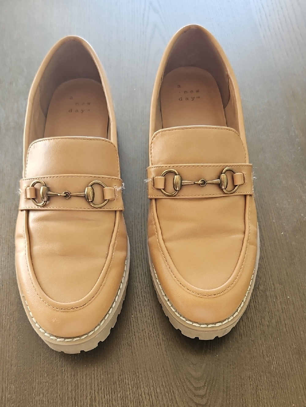 a new day Tan Leather Horsebit Loafers